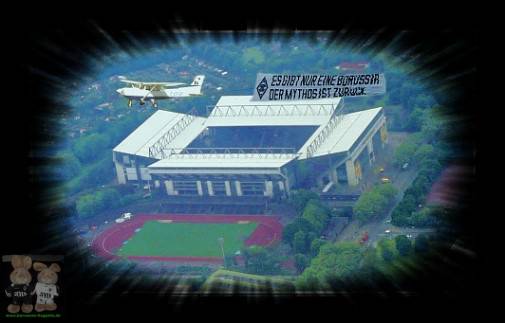 Flug des Fanprojektes ber das Doofmund-Stadion